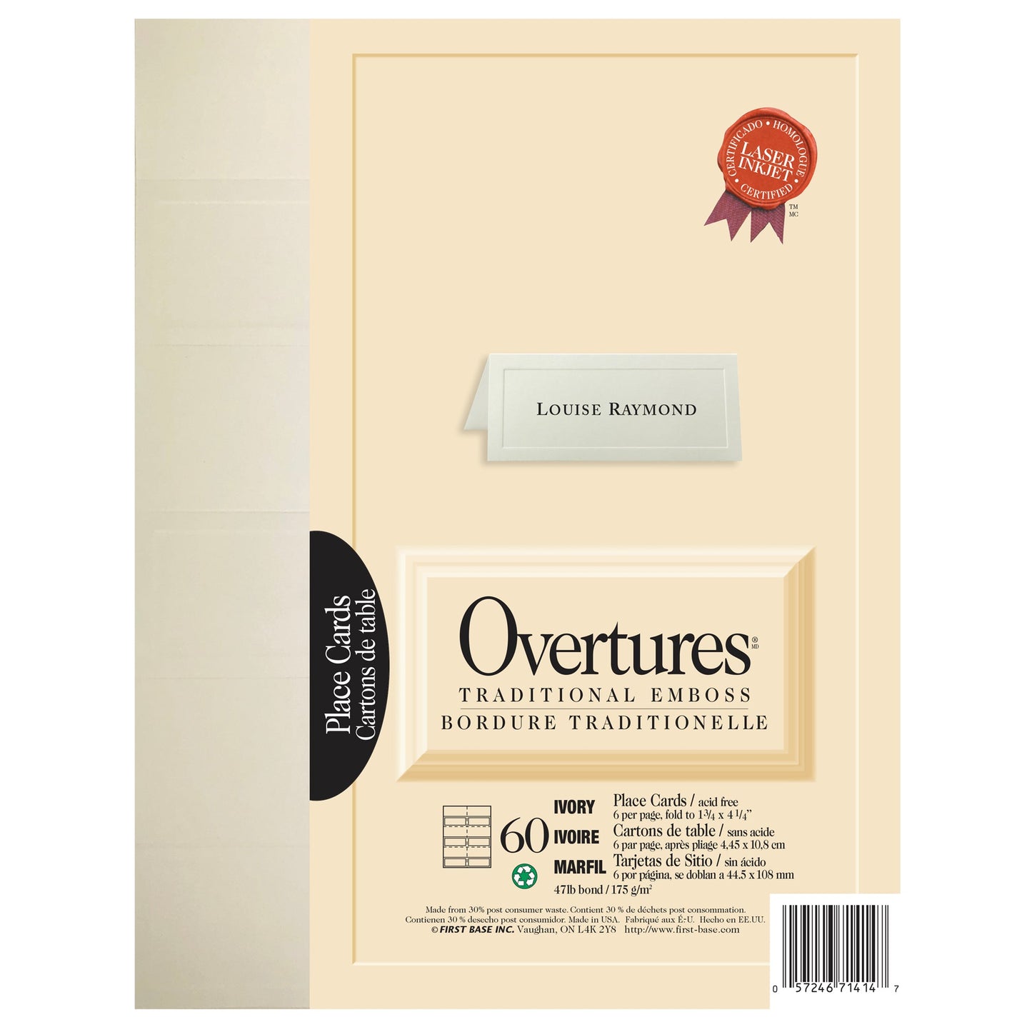St. James® Overtures® Traditional Embossed Place Cards, Ivory, Pack of 60, 71414