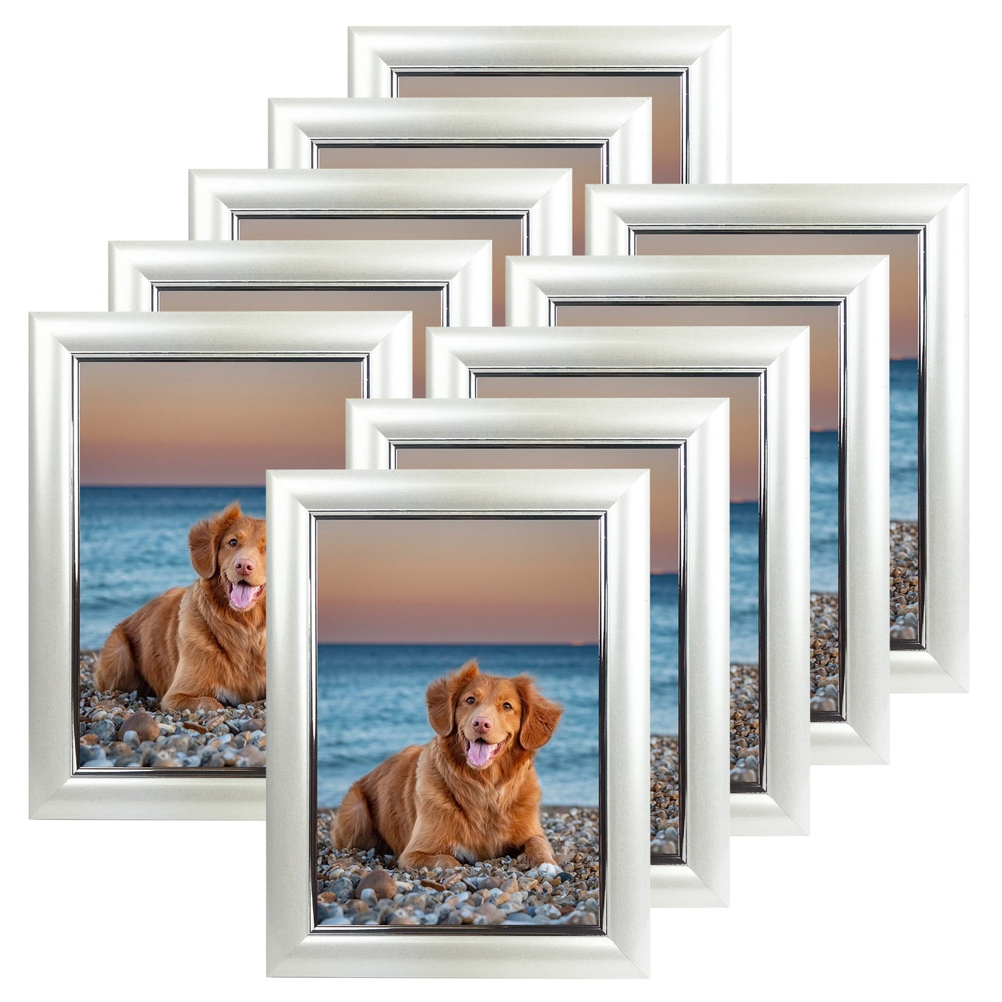 Picture Frame Photo Frame 5 X 7", Easy Insert, White Pearl, Tabletop Display/Wall Mount