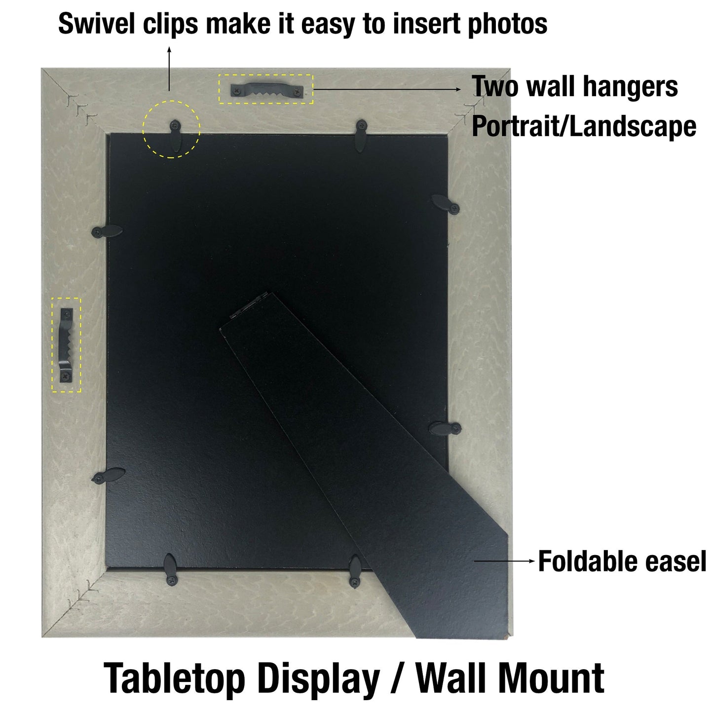 Picture Frame Photo Frame 8 X 10", Easy Insert, Satin Mocha, Tabletop Display/Wall Mount