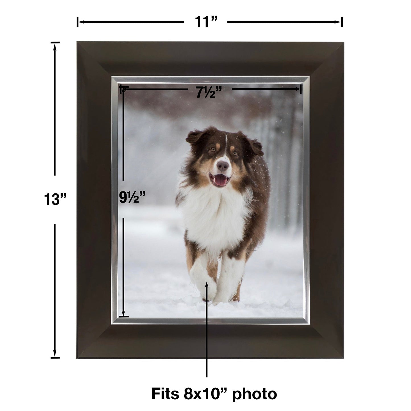 Picture Frame Photo Frame 8 X 10", Easy Insert, Satin Mocha, Tabletop Display/Wall Mount