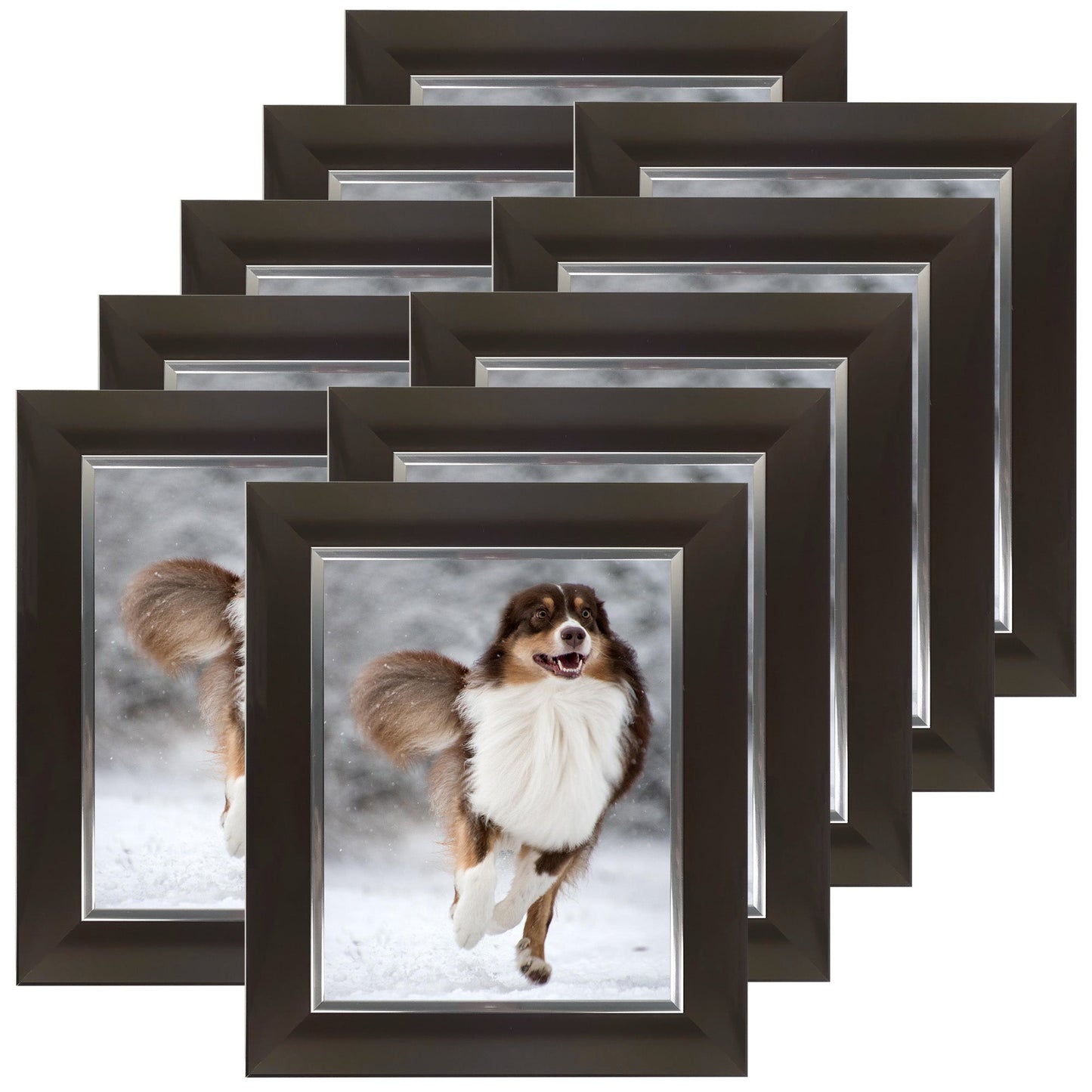 Picture Frame Photo Frame 8 X 10", Easy Insert, Satin Mocha, Tabletop Display/Wall Mount