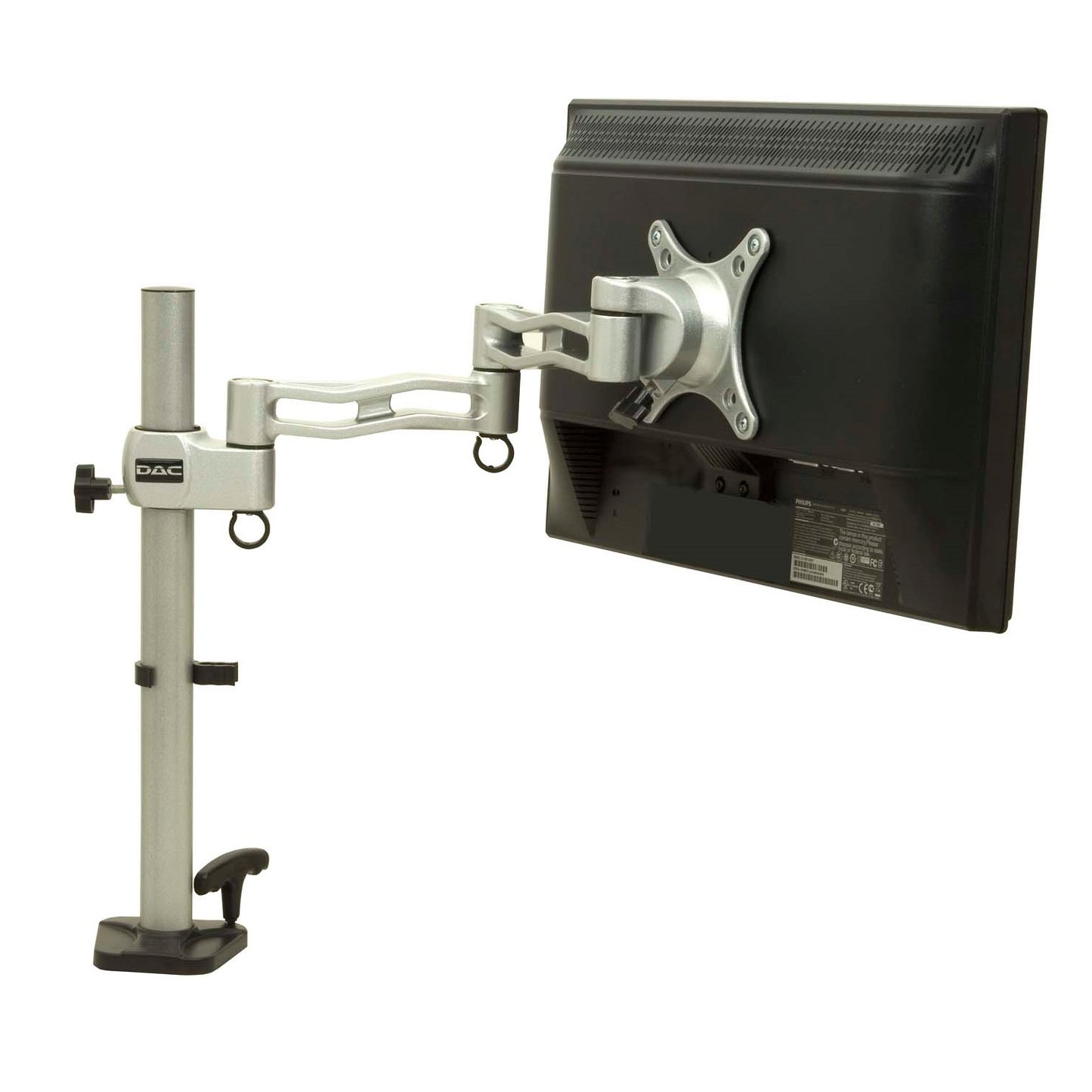 DAC® MP-199 Height Adjustable Articulating Single Monitor Arm, Silver