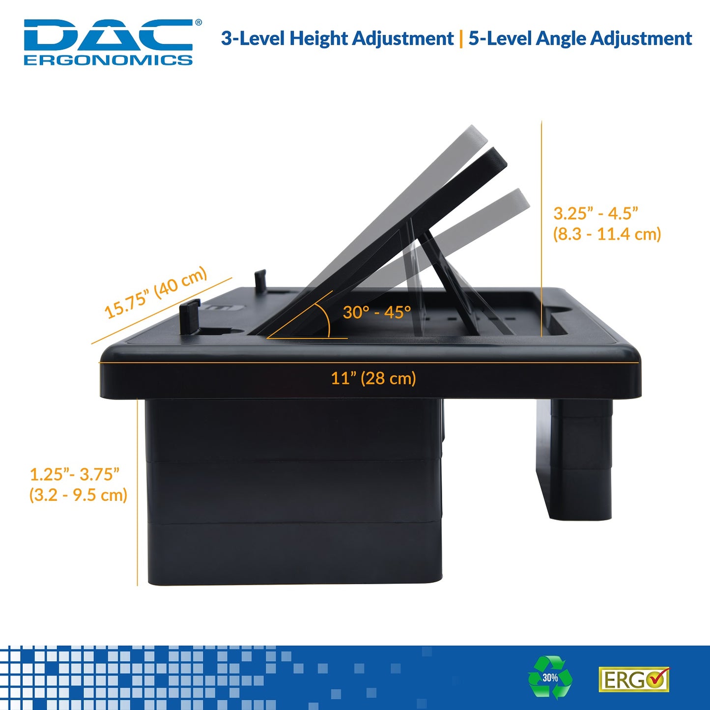 DAC® Stax™ MP-219 Height and Angle Adjustable Convertible Monitor, Laptop, Printer Stand