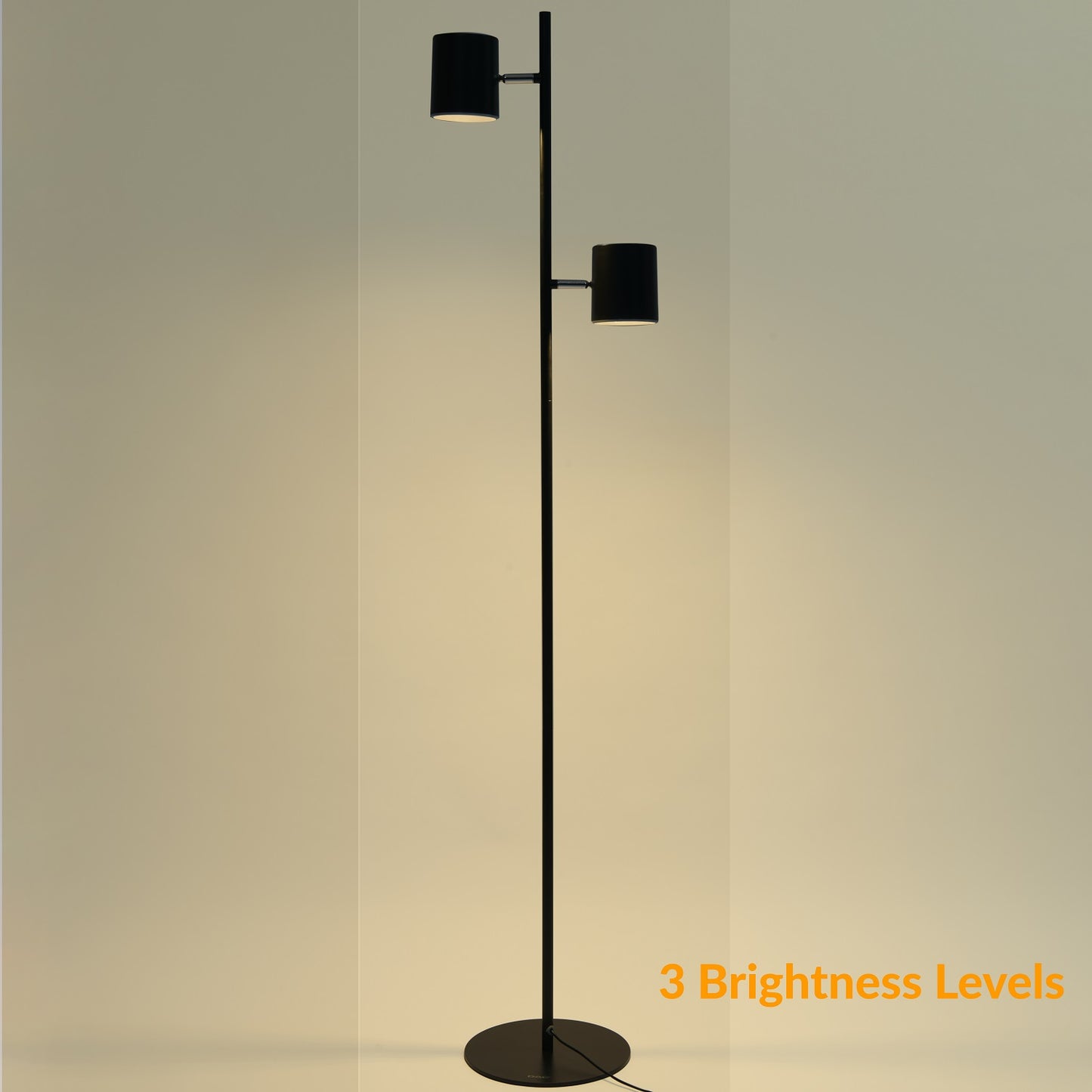 DAC® MP-322 Metal LED Floor Lamp with Two 340° Rotating Heads-Black