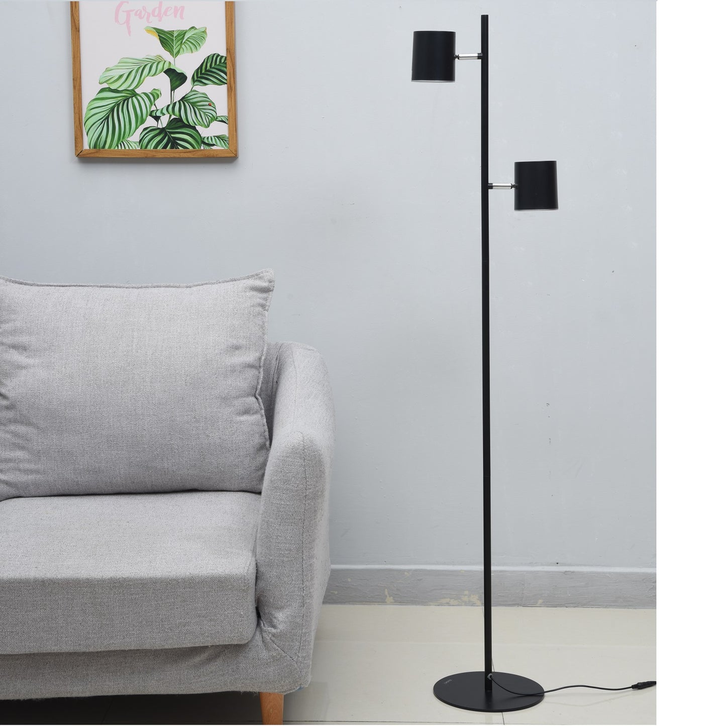 DAC® MP-322 Metal LED Floor Lamp with Two 340° Rotating Heads-Black