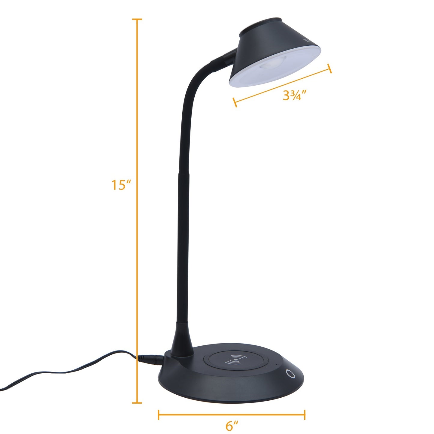 DAC® MP-323 LED Desk Lamp With Wireless Charger, Black