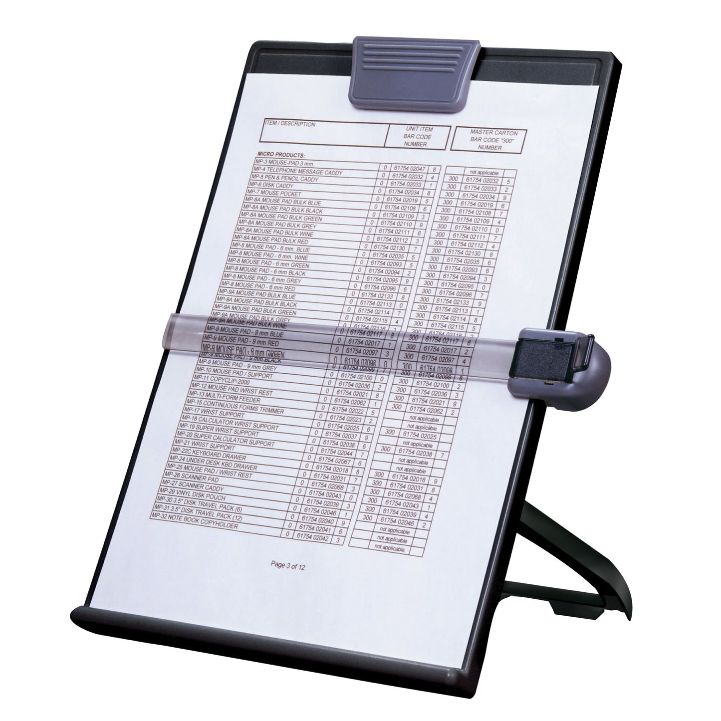 DAC® EH-17004-BLK Euroholder™ Easel Copyholder, Black