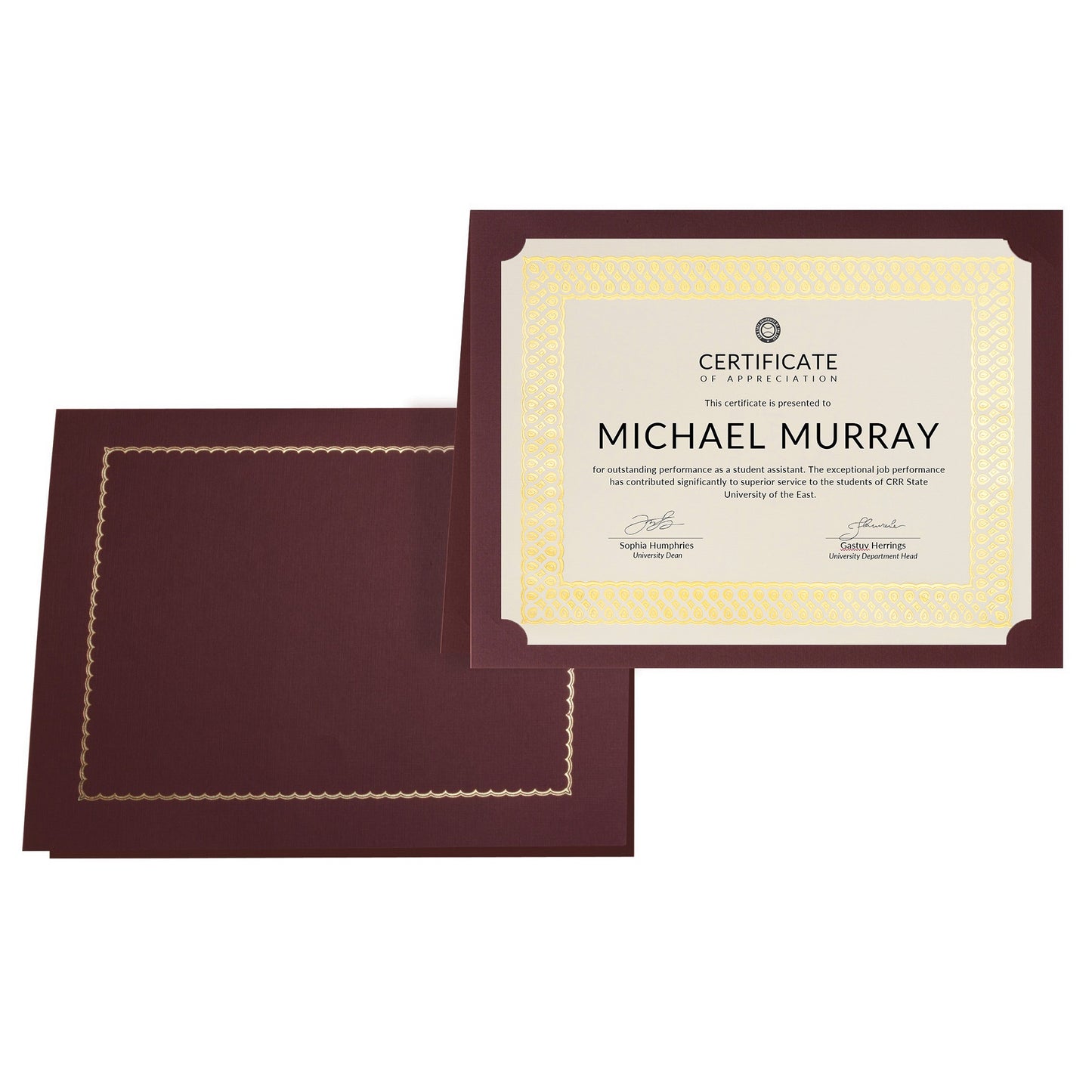 St. James® Classic Linen Certificate Holders with Gold Foil, Burgundy, Pack of 5