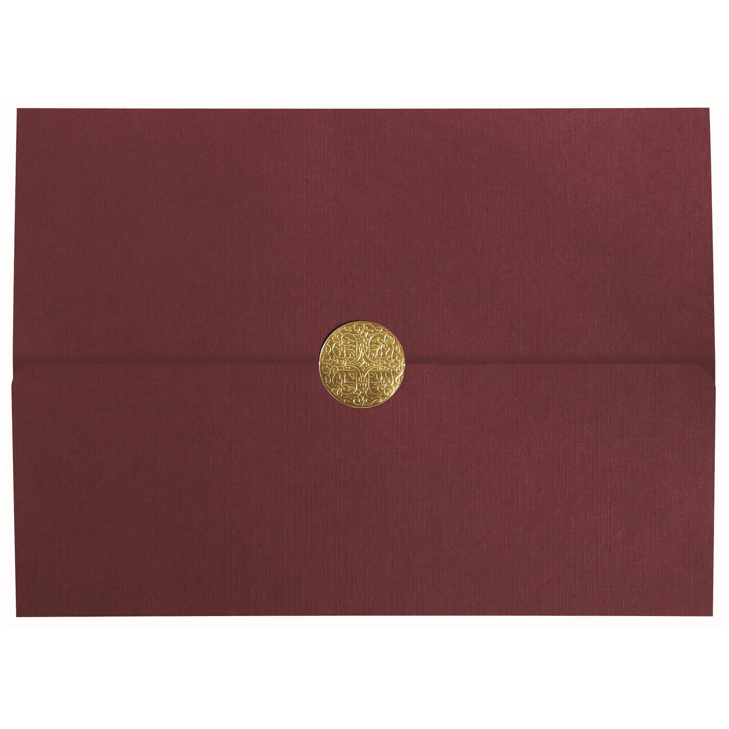 St. James® Elite™ Medallion Fold Certificate Holders, Burgundy Linen with Gold Medallion, Pack of 5
