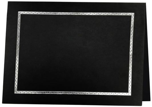 St. James® Elite™ Aztec Certificate Holders, Black Linen with Silver Foil, Pack of 25