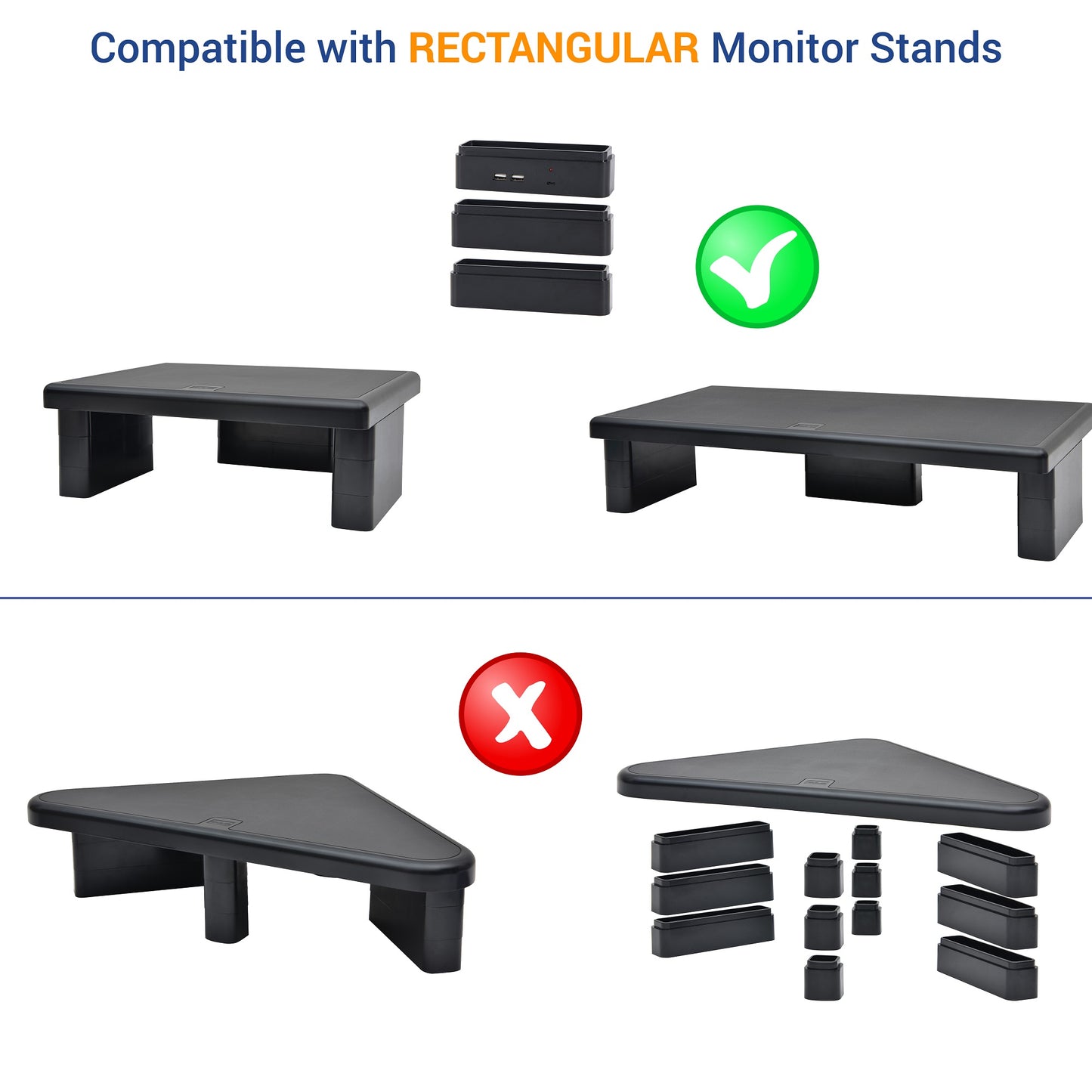 DAC® Stax™ MP-232 Monitor Riser Block Kit with 2 USB Charging Ports