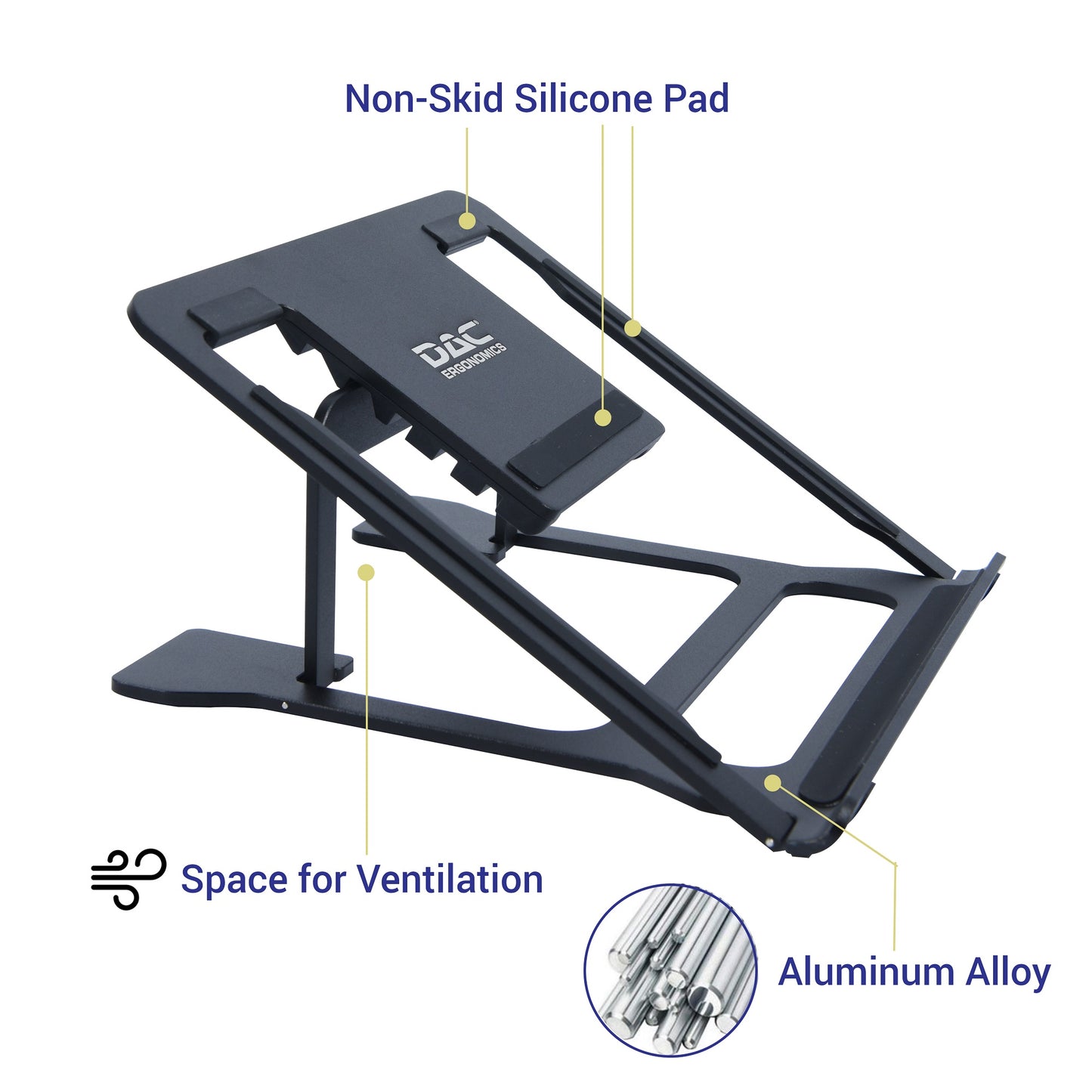 DAC® MP-224 Portable Laptop Stand With 6 Height Levels, Black