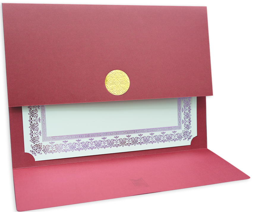 St. James® Certificate Holders/Document Covers/Diploma Holders, Burgundy, Gold Award Seal with Gold Ribbon, Pack of 5, 83819