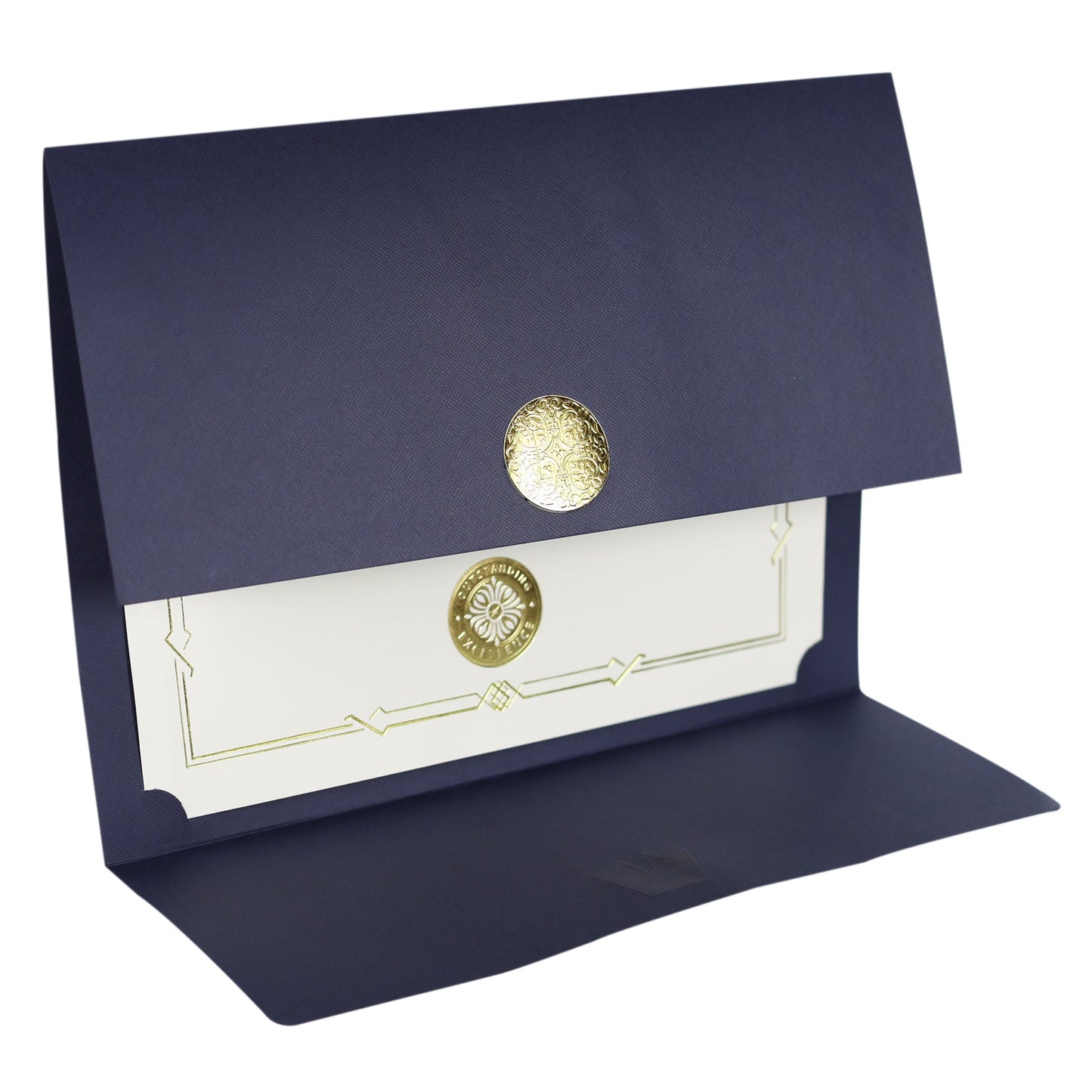 St. James® Certificate Holders/Document Covers/Diploma Holders, Navy Blue, Gold Award Seal with Single Gold Ribbon, Pack of 5, 83836