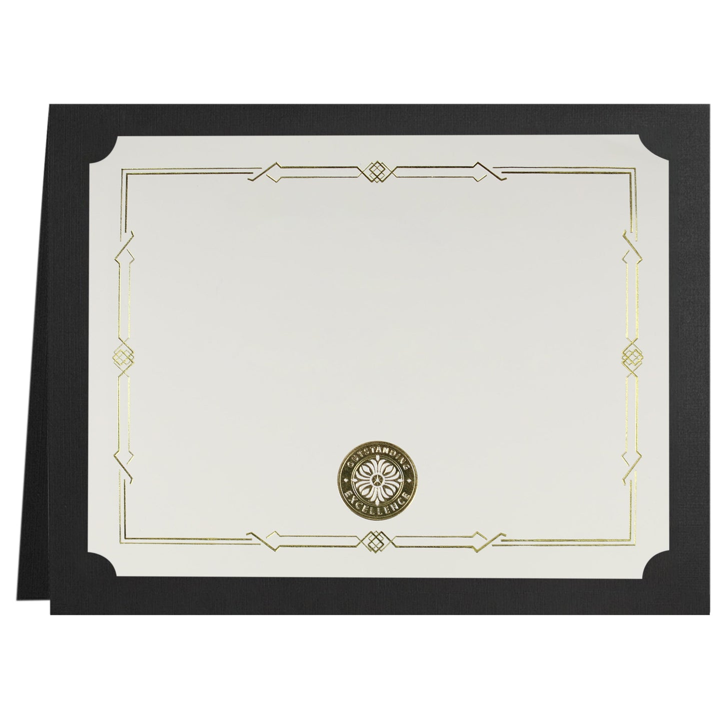 St. James® Certificate Holders/Document Covers/Diploma Holders, Black, Gold Foil Border, Linen Finish, Pack of 5, 83852