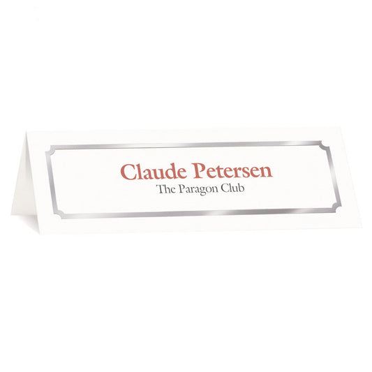 St. James® Overtures® Classic Tent Cards, White, Silver Foil, Fold to 8½ x 2¾", Pack of 50, 71440