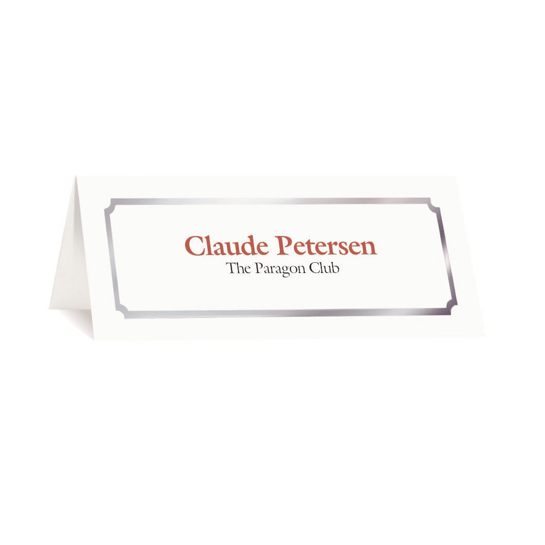 St. James® Overtures® Classic Place Cards, White, Silver Foil, Fold to 1¾ x 4¼", Pack of 60, 71452