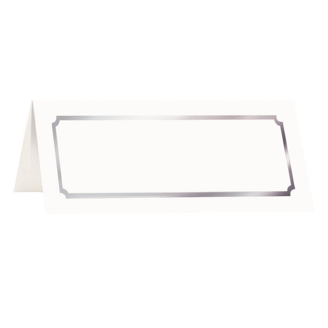 St. James® Overtures® Classic Place Cards, White, Silver Foil, Fold to 1¾ x 4¼", Pack of 60, 71452