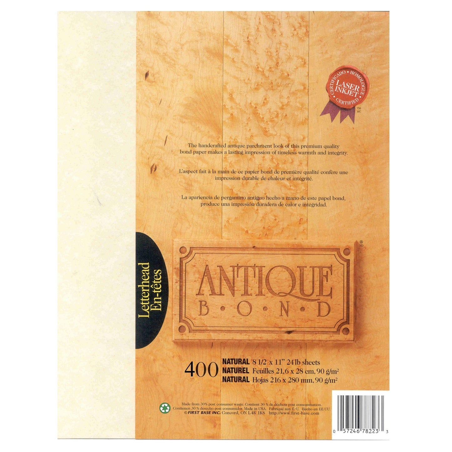 St. James® Antique Bond, 24 lb Letter-Size Paper, Natural, Pack of 400, 78223