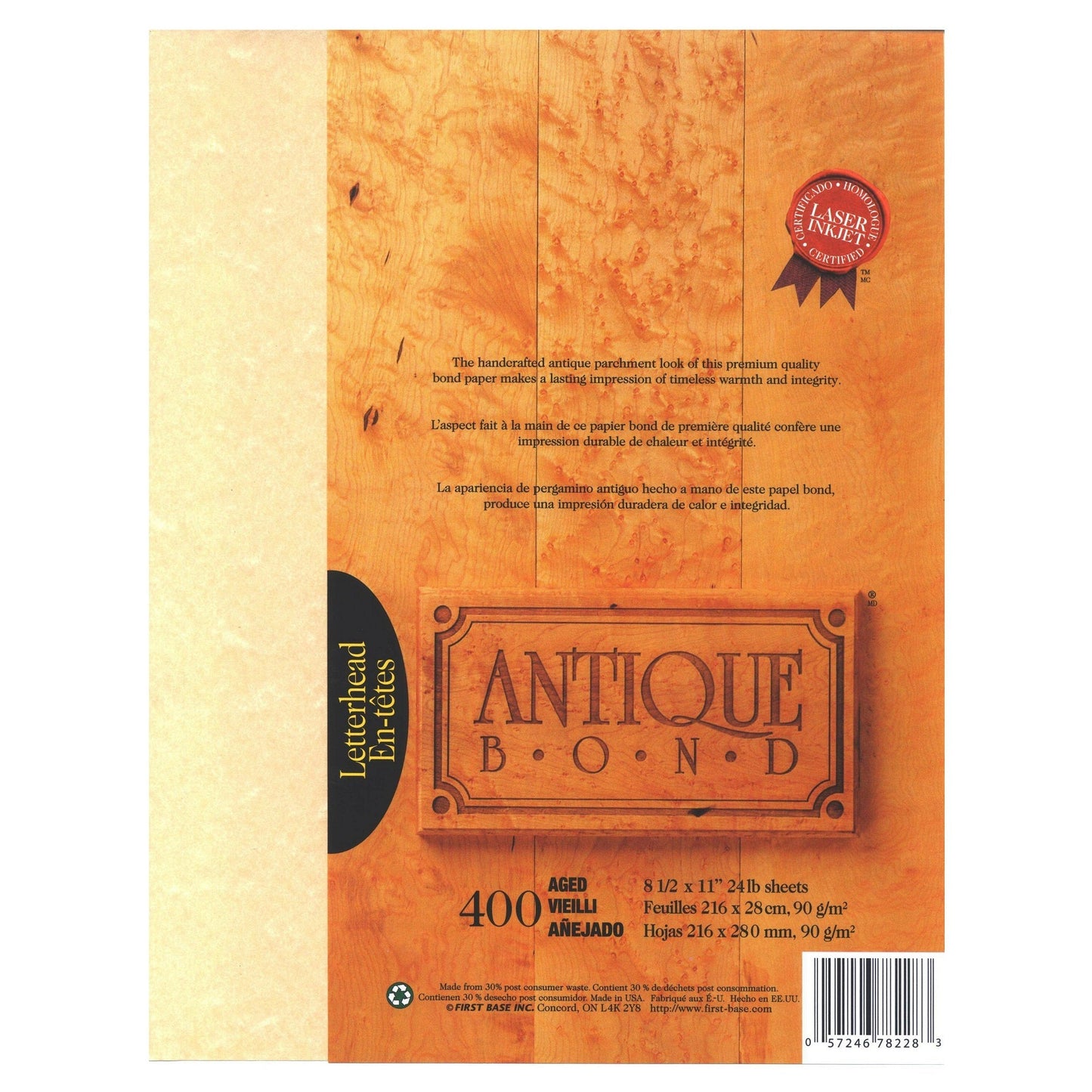 St. James® Antique Bond, 24 lb Letter-Size Paper, Aged, Pack of 400, 78228