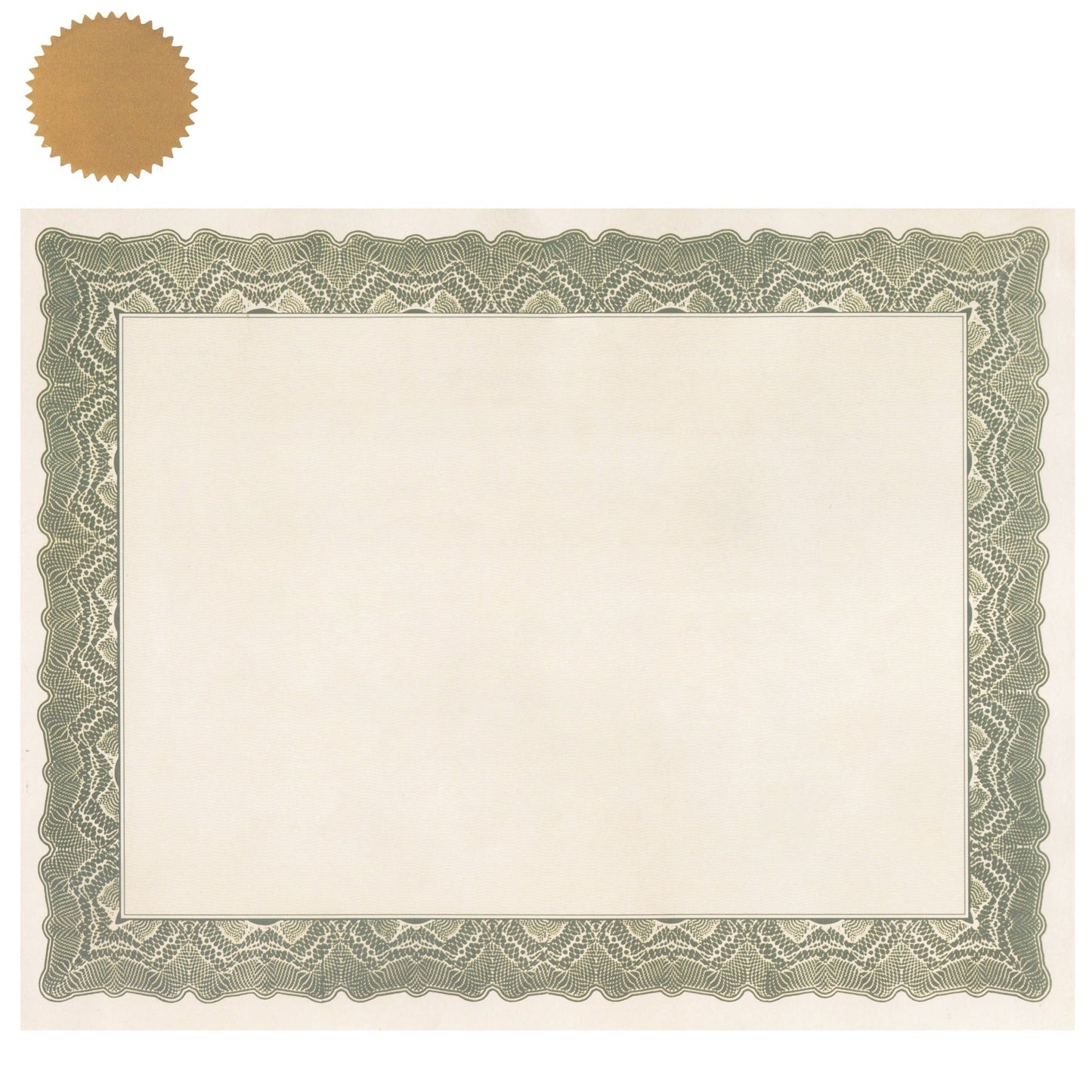 St. James® Certificates, 24 lb Paper, Gioche Green w/ Gold Seals, Pack of 25, 83408