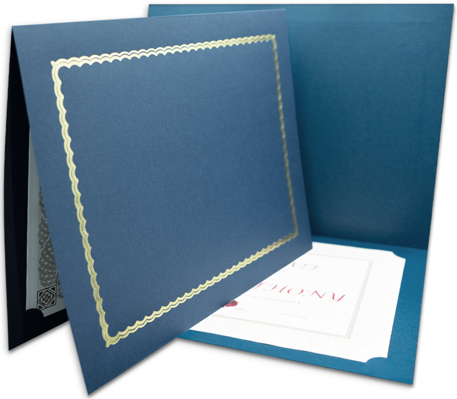 St. James® Classic Linen Certificate Holders with Gold Foil, Navy Blue, Pack of 5, 83434