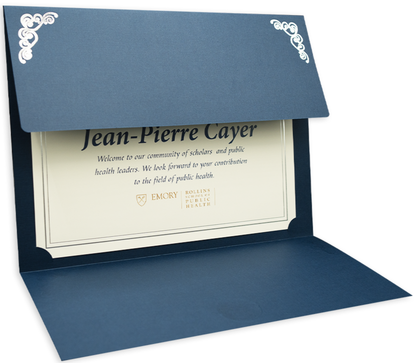 St. James® Elite™ Medallion Fold Certificate Holders, Linen, Navy Blue with Silver Medallion, Pack of 5, 83536