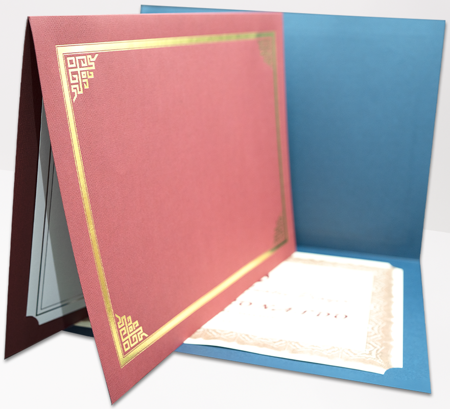 St. James® Certificate Holders/Document Covers/Diploma Holders, Red, Gold Foil Border, Linen Finish, Pack of 5, 83804