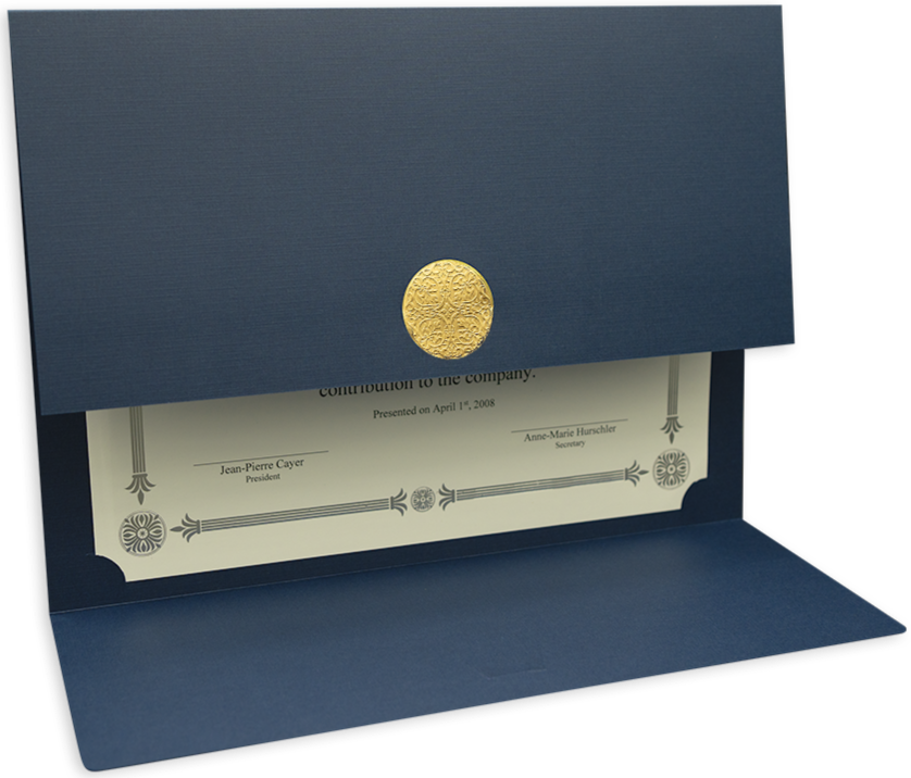 St. James® Certificate Holders/Document Covers/Diploma Holders, Navy Blue, Gold Award Seal with Red Ribbon, Pack of 5, 83815