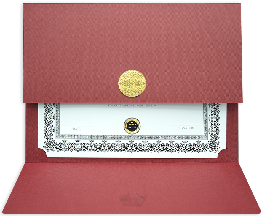 St. James® Certificate Holders/Document Covers/Diploma Holders, Red, Gold Award Seal with Red Ribbon, Pack of 5, 83830