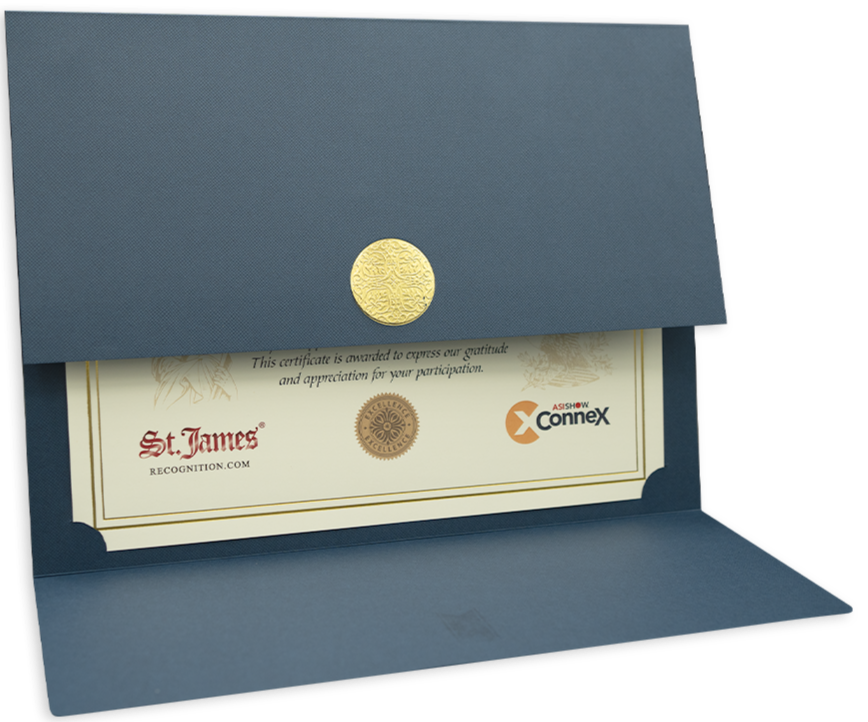 St. James® Certificate Holders/Document Covers/Diploma Holders, Navy Blue, Gold Award Seal with Single Red Ribbon, Pack of 5, 83838