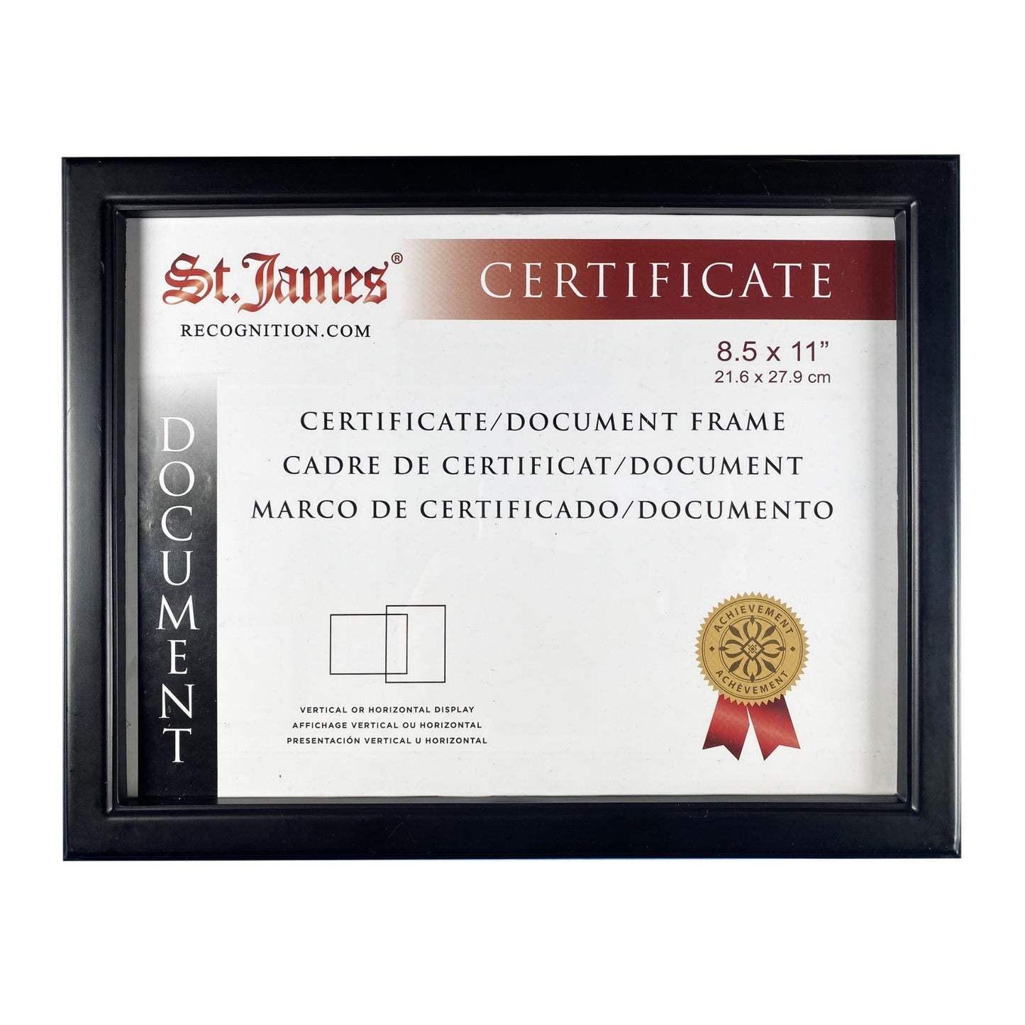 St. James® Certificate/Document/Diploma Frame, 8.5x11", Black, 83913