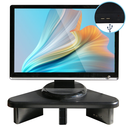 DAC® Stax™ MP-214 Height-Adjustable Corner Monitor/Laptop Stand with 2-USB Ports, Black