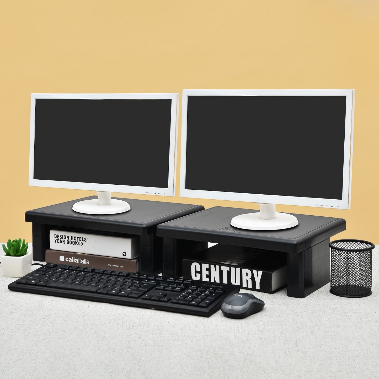 DAC® Stax™ MP-107x2 Ergonomic Height-Adjustable Monitor Riser/Laptop Stand, Black, 2 Pack