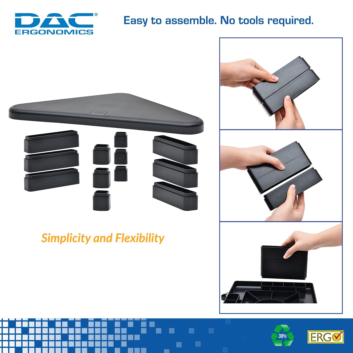 DAC® Stax™ MP-197 Height Adjustable Corner Monitor Riser, Black – First ...