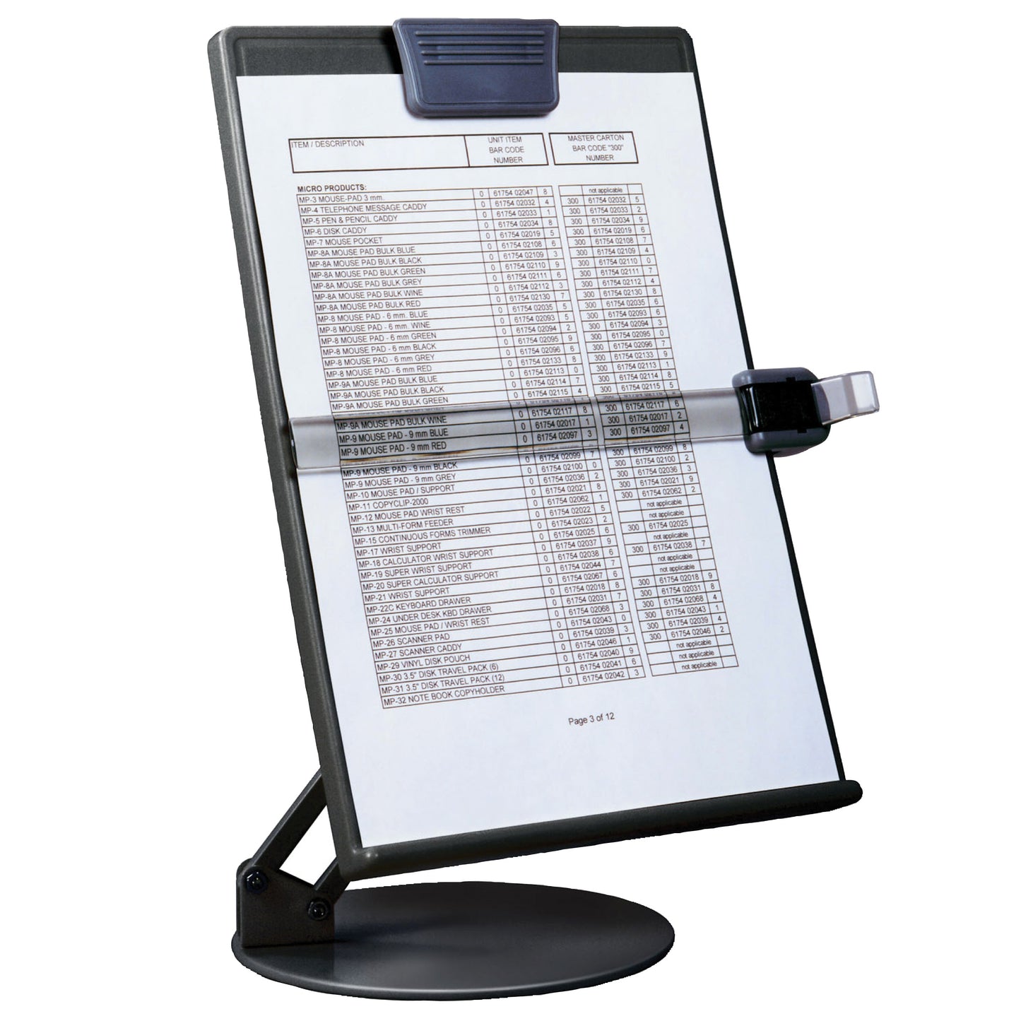 DAC® EH-17006-BLK Euroholder™ Desktop Adjustable Copyholder, Black