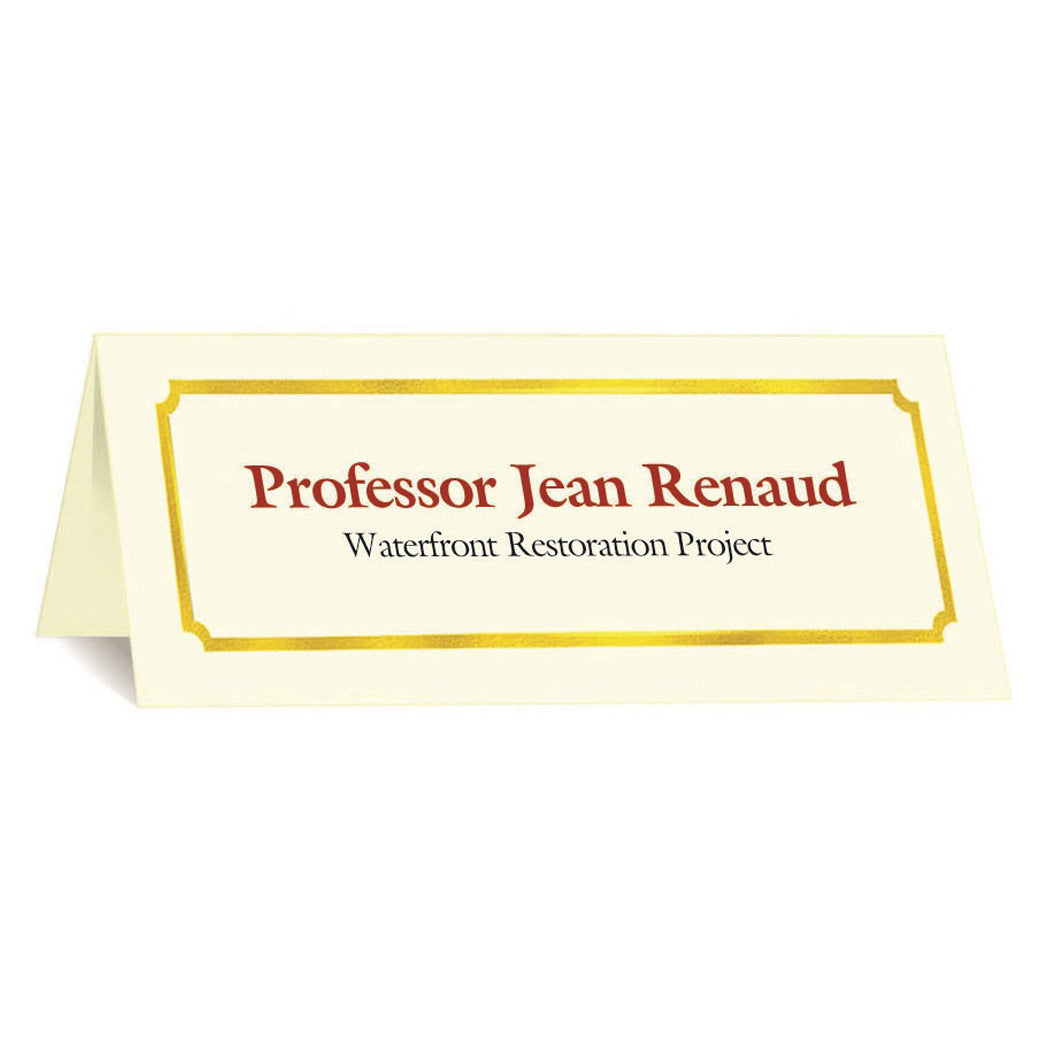 St. James® Overtures® Classic Place Cards, Ivory, Gold Foil, Fold to 1¾ x 4¼", Pack of 60