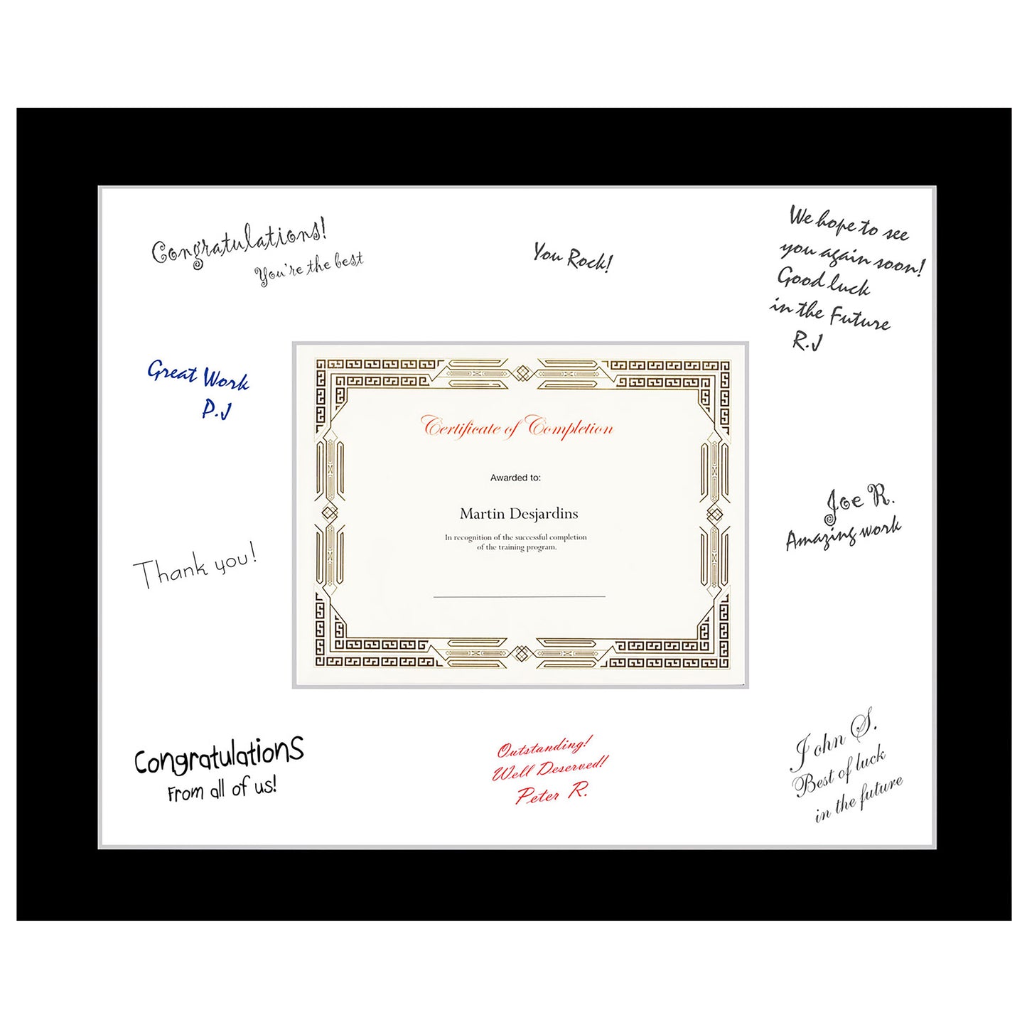 St. James® Oversized Certificate Frame/Diploma Frame/Document Frame,18.5" x 22.5" (47 x 57 cm), Black with White Double Mat