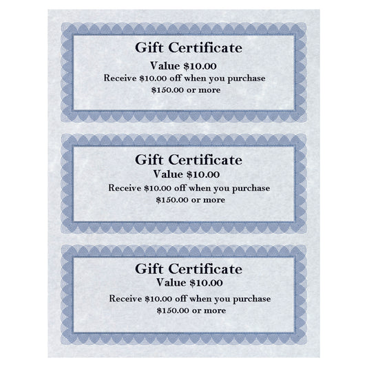 St. James® Gift Certificates, 24 lb Paper, Regent Blue, Pack of 75