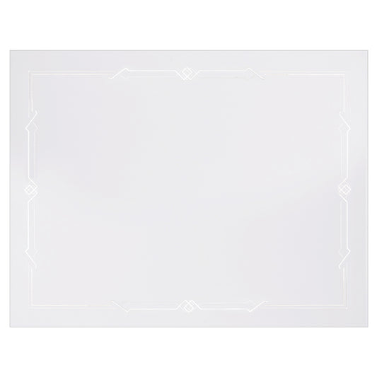 St. James® Premium Weight Certificates, Gatsby Design, Silver Foil, White, 65 lb, 8.5 x 11", Pack of 15