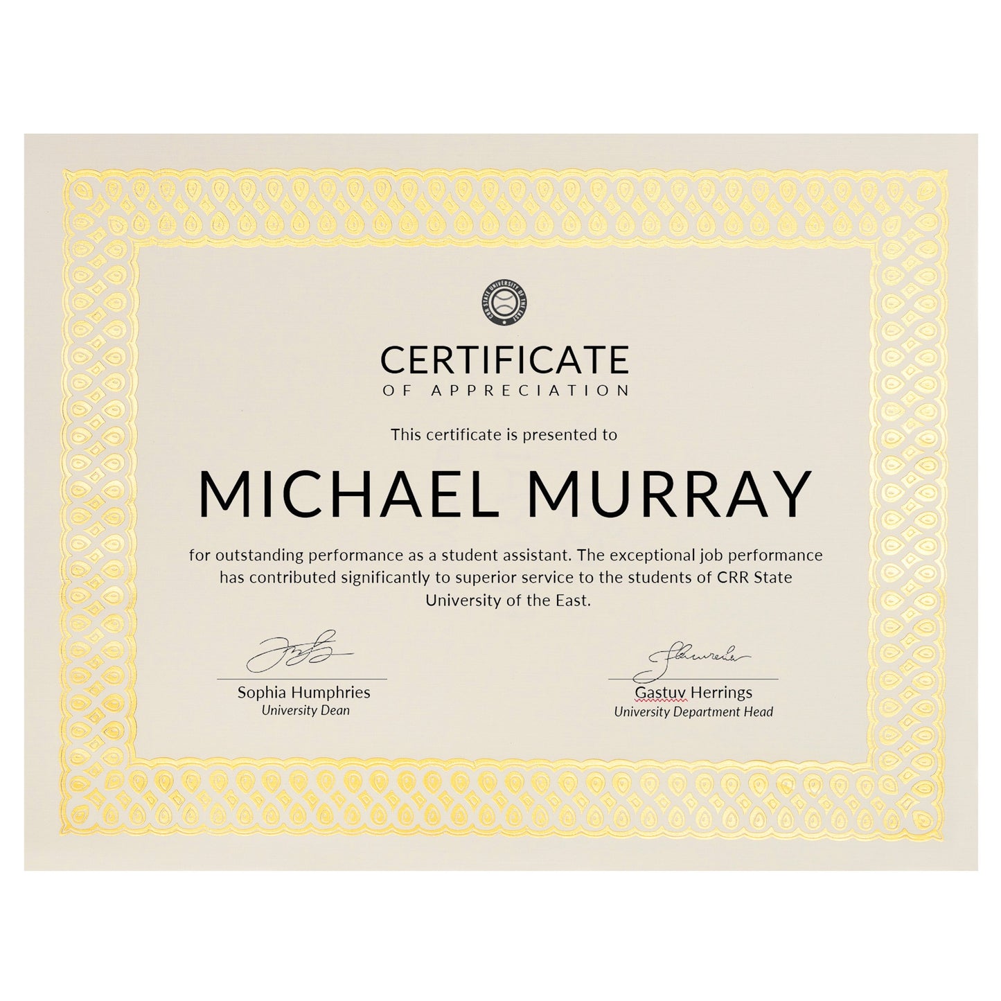 St. James® Elite™ Certificates, Natural Linen with Classic Gold Foil Design, Pack of 100