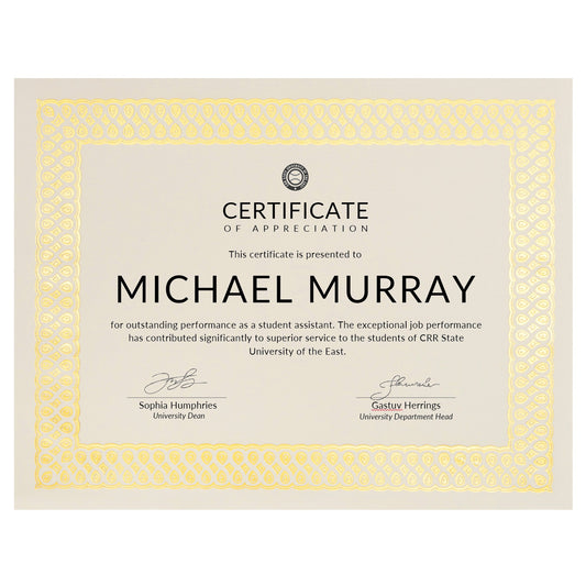 St. James® Elite™ Certificates, Natural Linen with Classic Gold Foil Design, Pack of 12