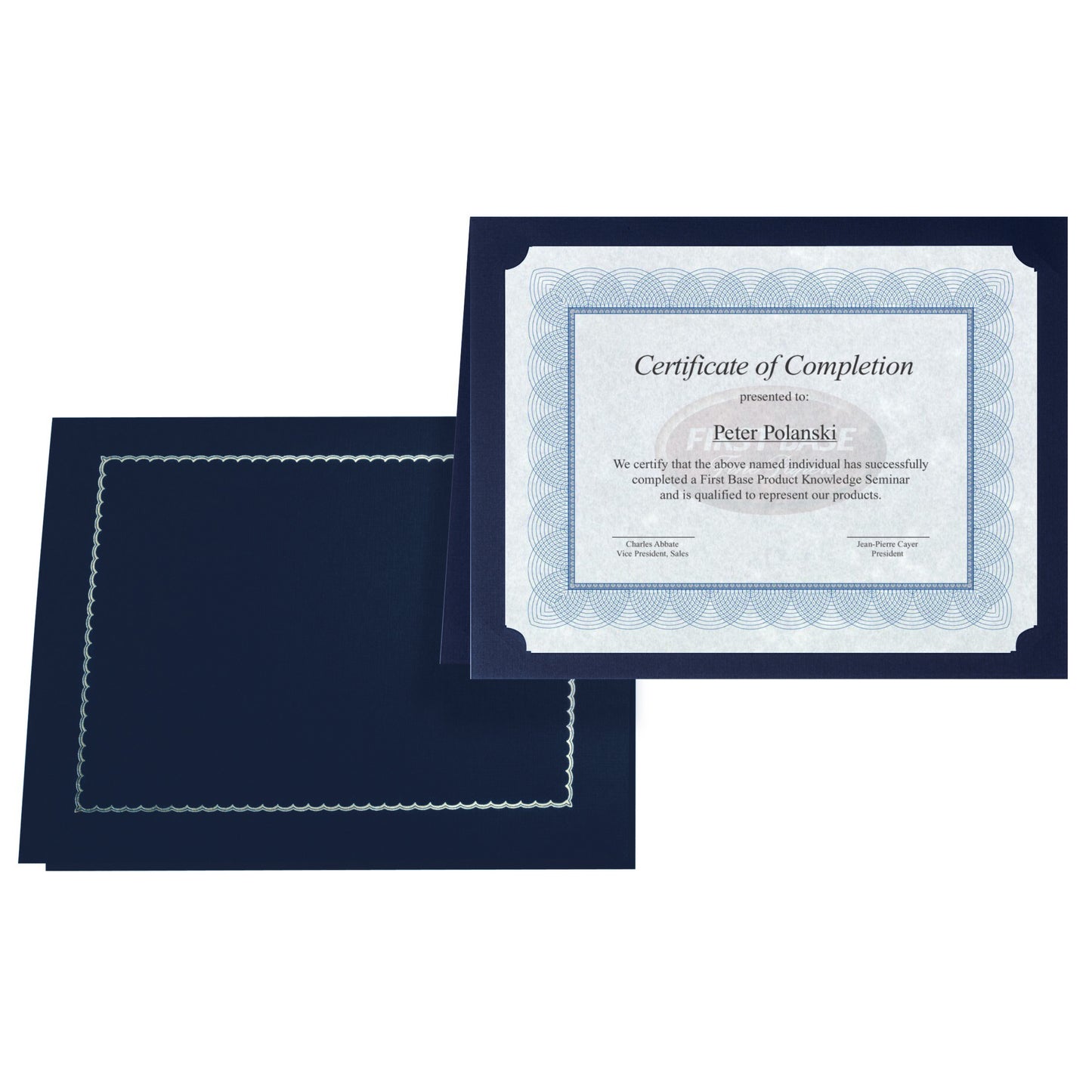 St. James® Classic Linen Certificate Holders with Gold Foil, Navy Blue, Pack of 5