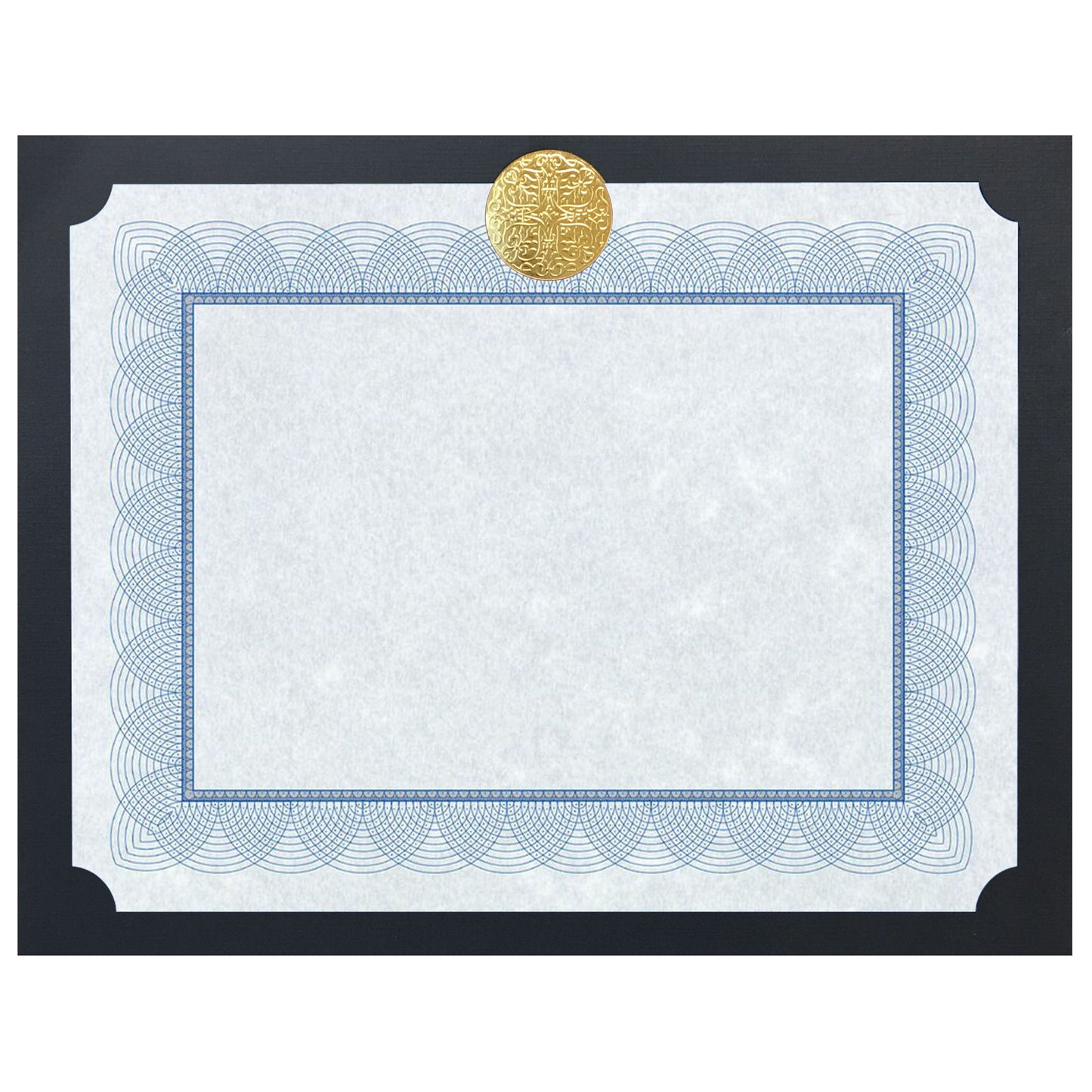 St. James® Elite™ Medallion Presentation Cards/Certificate Holder, Black with Gold Medallion, Pack of 25