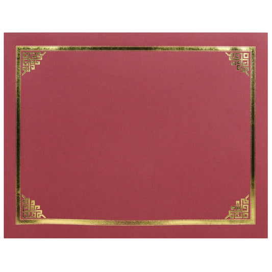 St. James® Certificate Holders/Document Covers/Diploma Holders, Red, Gold Foil Border, Linen Finish, Pack of 5