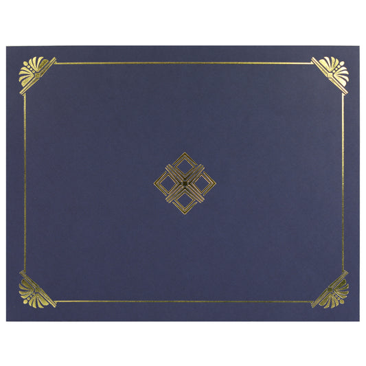 St. James® Certificate Holders/Document Covers/Diploma Holders, Navy Blue, Gold Foil, Linen Finish, Pack of 5