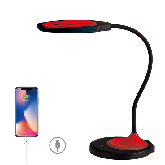 DAC® MP-350 Adjustable LED Desk Lamp/Table Lamp with USB Charging Port, Red and Black